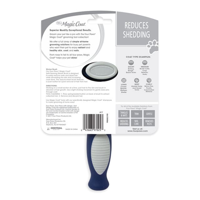 Four Paws Magic Coat Self-Cleaning Undercoat Dog Grooming Rake